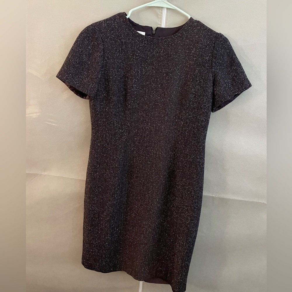 Talbots Petites tweed purple with hints of gray and white speckles dress.